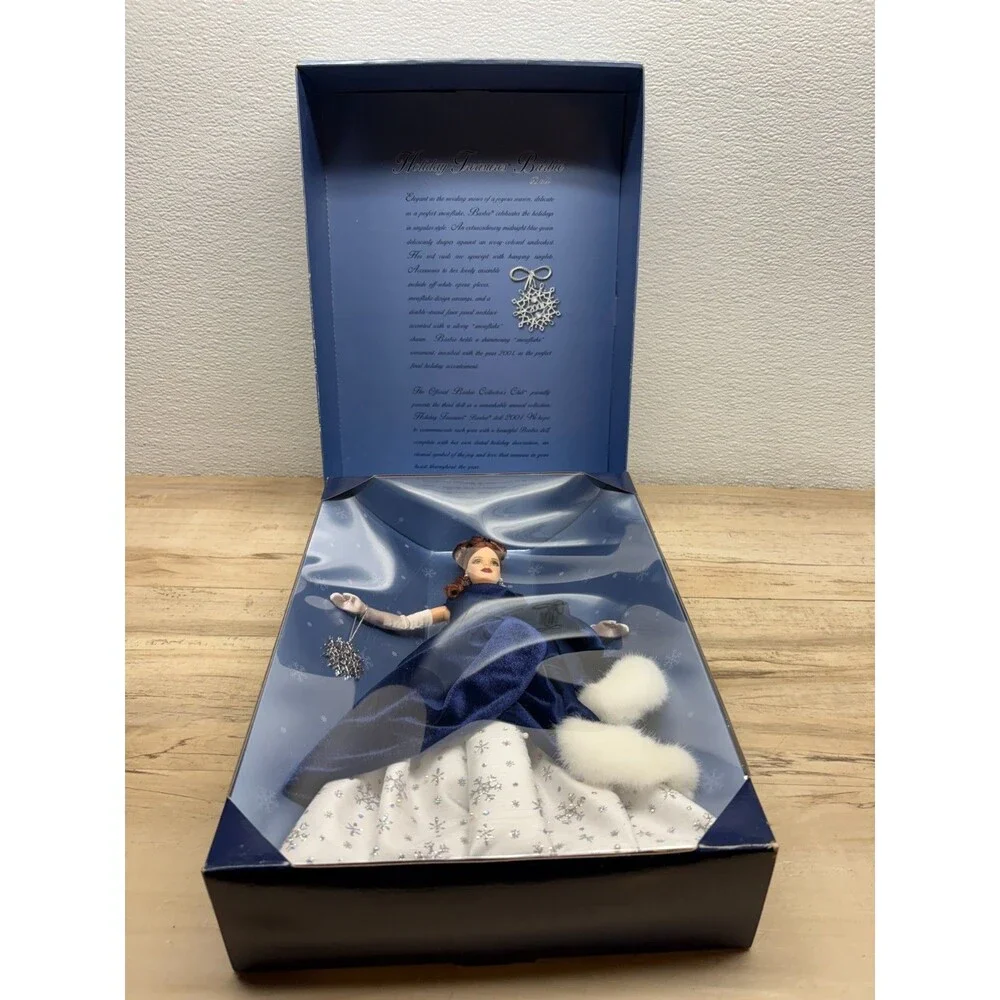 Vtg 2001 Mattel Holiday Treasures Barbie Doll Midnight Blue Gown Limited Edition